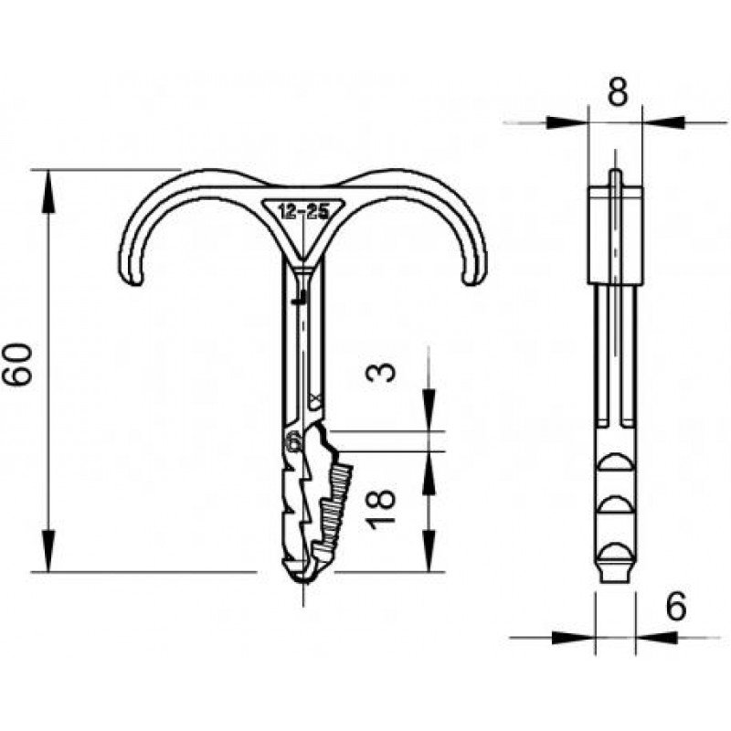 Фіксатор для труб 12-25мм, подвійний, поліамід