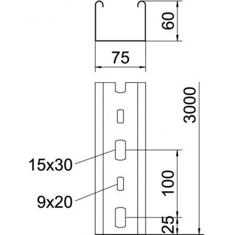 Кабельний лоток для монтажу світильників, FS (18-22 мкм)