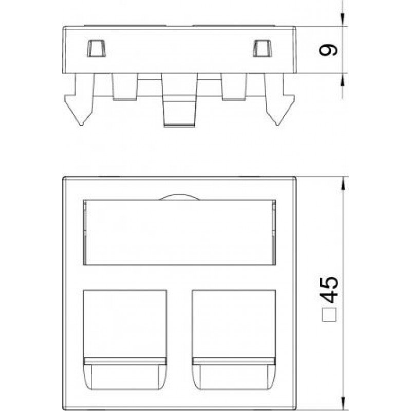 Інформ. панель 45х45, 2 RJ45 (Keystone; R&M cat.6A), пуста / біла