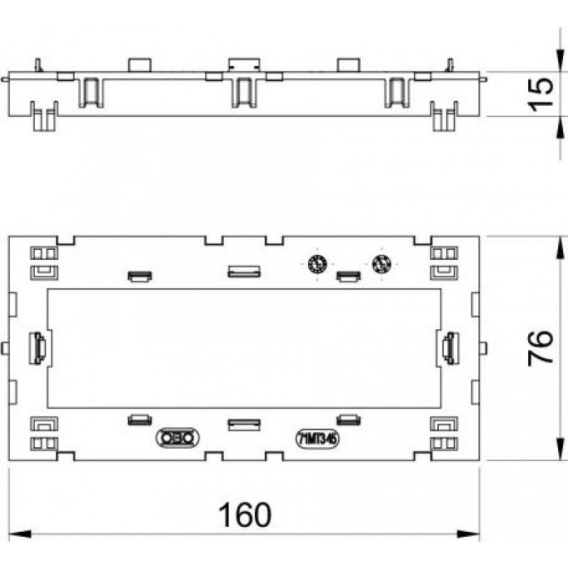 Монтажний супорт modul 3х45, 160х76x15мм / ПА