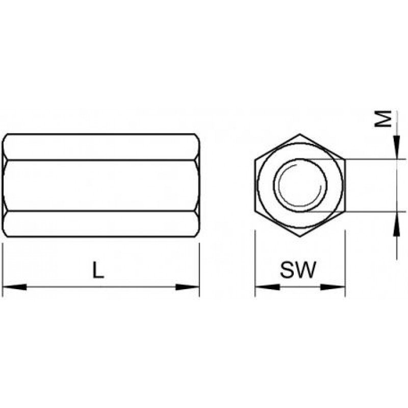 З&apos;єднувальна муфта шпильки з різьбою М8, G (2,5-10 мкм)