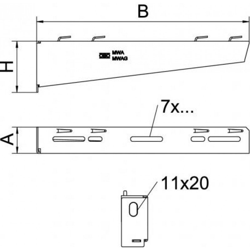 Кронштейн MWAG 110мм для дротяного лотка, FS (18-22 мкм)