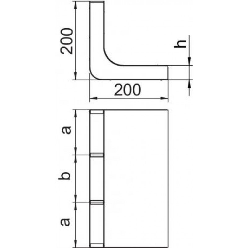 Вертикальний перехід 3-х секційного короба 2000х250x48мм / цинк.сталь