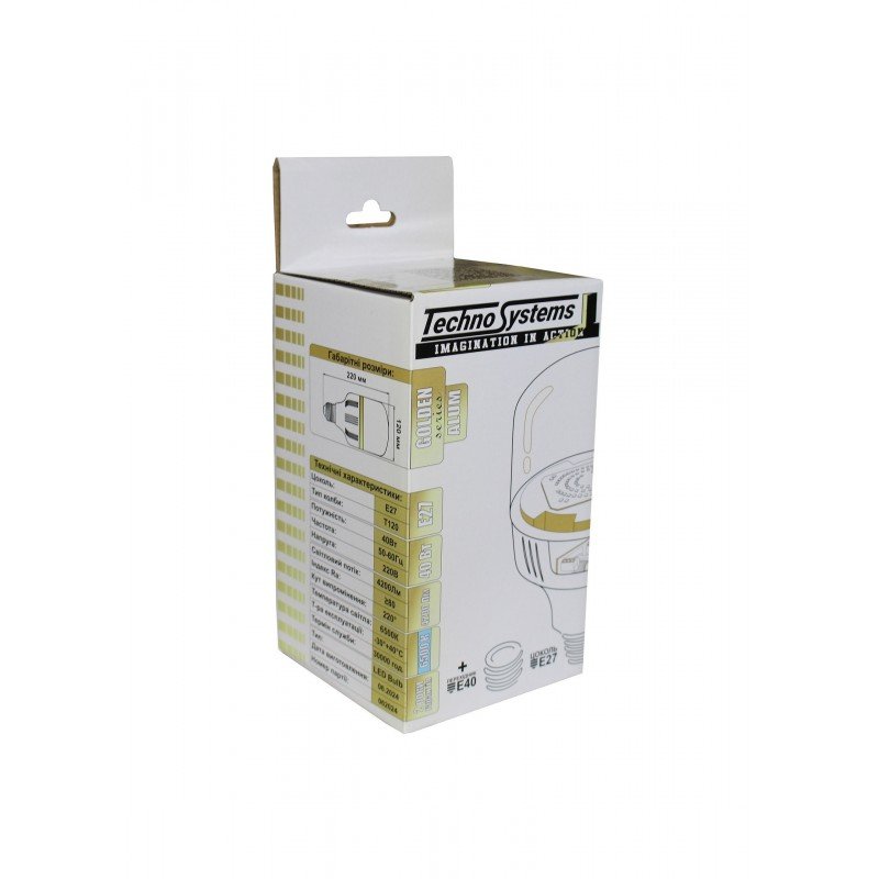 Лампа світлодіодна LED Bulb-T120-40W-E27-E40-220V-6500K-4200L GOLDEN ALUM TNSy