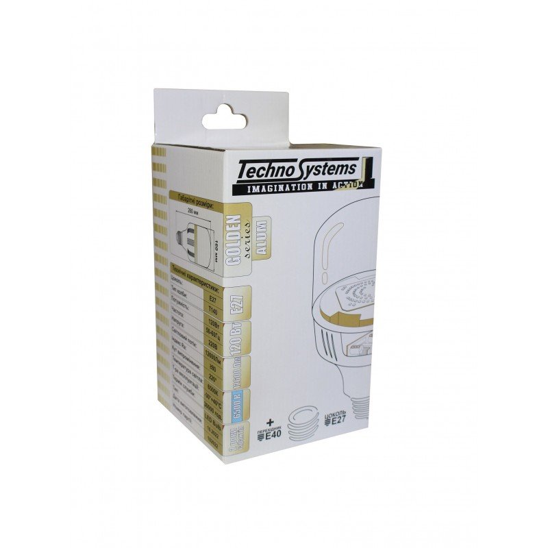 Лампа світлодіодна LED Bulb-T140-120W-E27-E40-220V-6500K-12600L GOLDEN ALUM TNSy