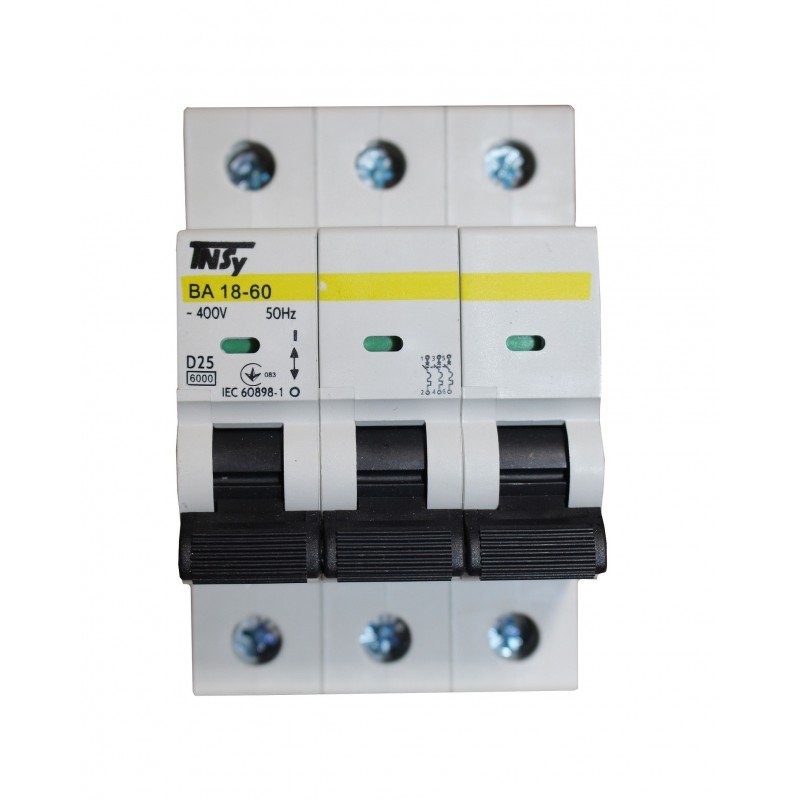 Автоматичний вимикач ВА18-60 3Р 25А 6кА х-ка D TNSy