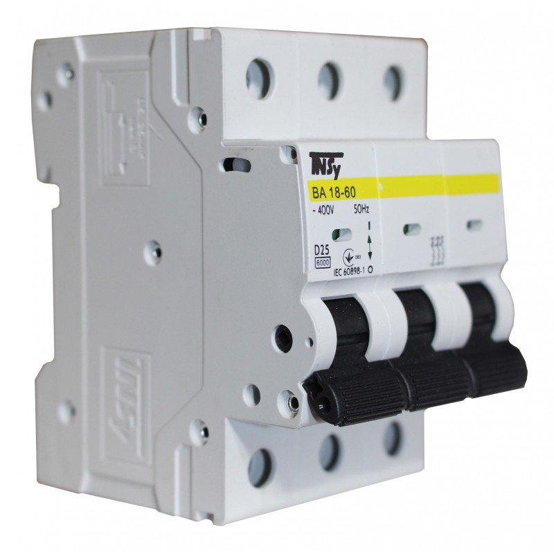 Автоматичний вимикач ВА18-60 3Р 25А 6кА х-ка D TNSy