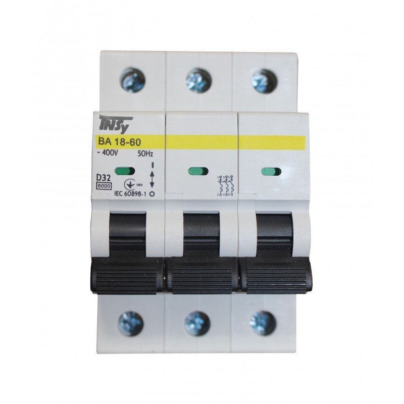 Автоматичний вимикач ВА18-60 3Р 32А 6кА х-ка D TNSy