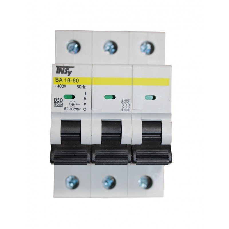 Автоматичний вимикач ВА18-60 3Р 50А 6кА х-ка D TNSy