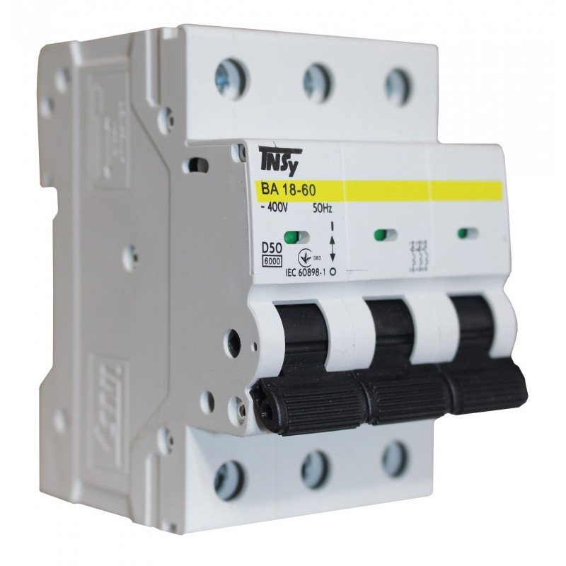 Автоматичний вимикач ВА18-60 3Р 50А 6кА х-ка D TNSy