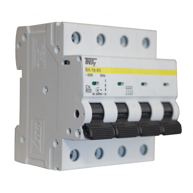 Автоматичний вимикач ВА18-60 4Р 16А 6кА х-ка C TNSy