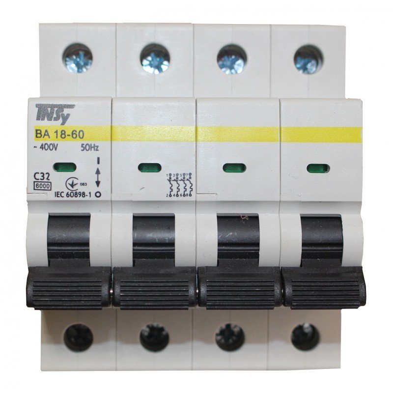 Автоматичний вимикач ВА18-60 4Р 32А 6кА х-ка C TNSy