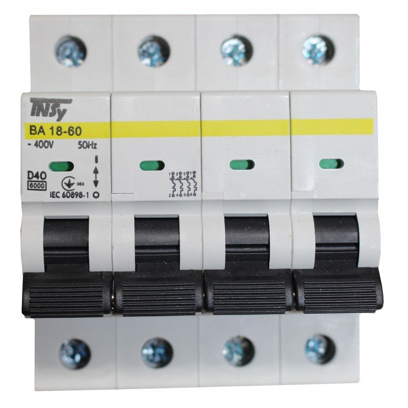 Автоматичний вимикач ВА18-60 4Р 40А 6кА х-ка D TNSy