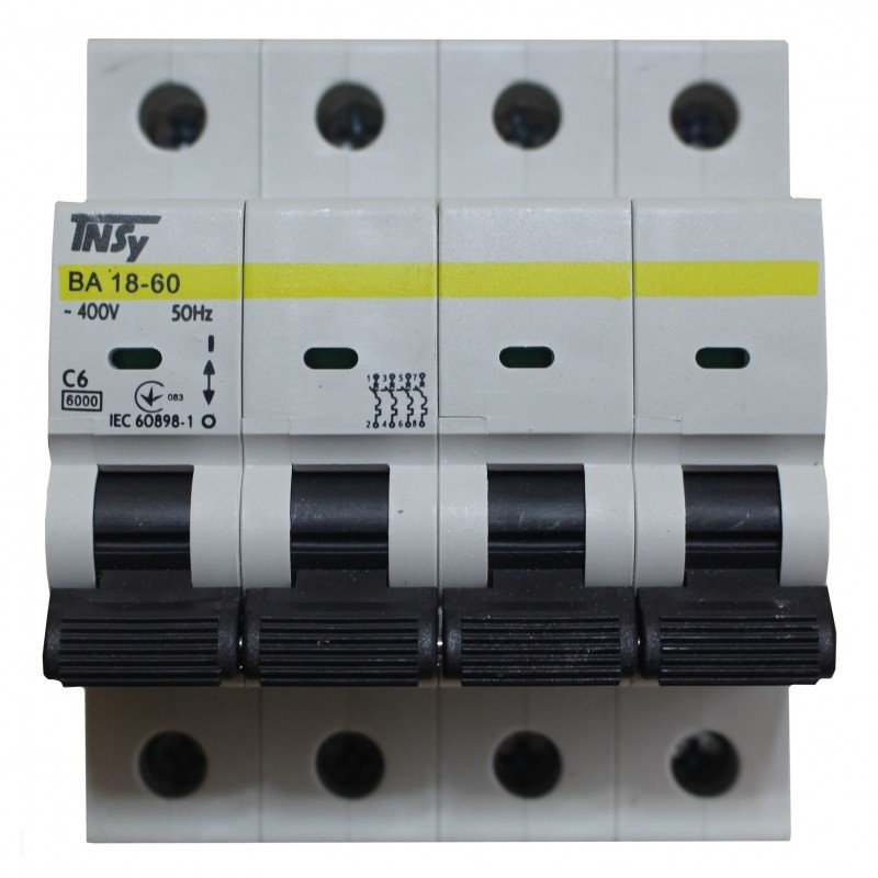 Автоматичний вимикач ВА18-60 4Р 6А 6кА х-ка C TNSy