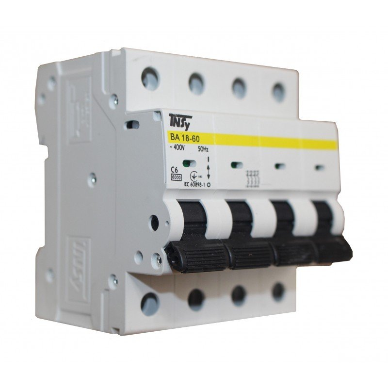Автоматичний вимикач ВА18-60 4Р 6А 6кА х-ка C TNSy