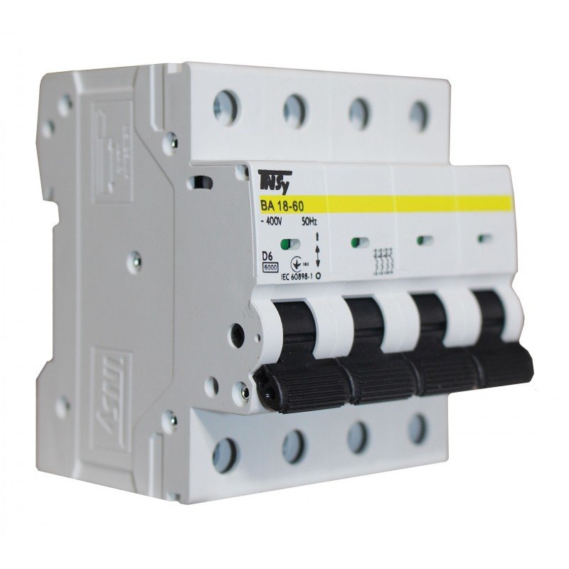 Автоматичний вимикач ВА18-60 4Р 6А 6кА х-ка D TNSy