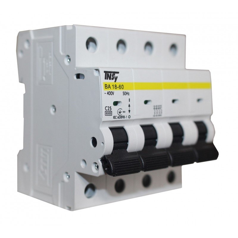 Автоматичний вимикач ВА18-60 4Р 25А 6кА х-ка C TNSy