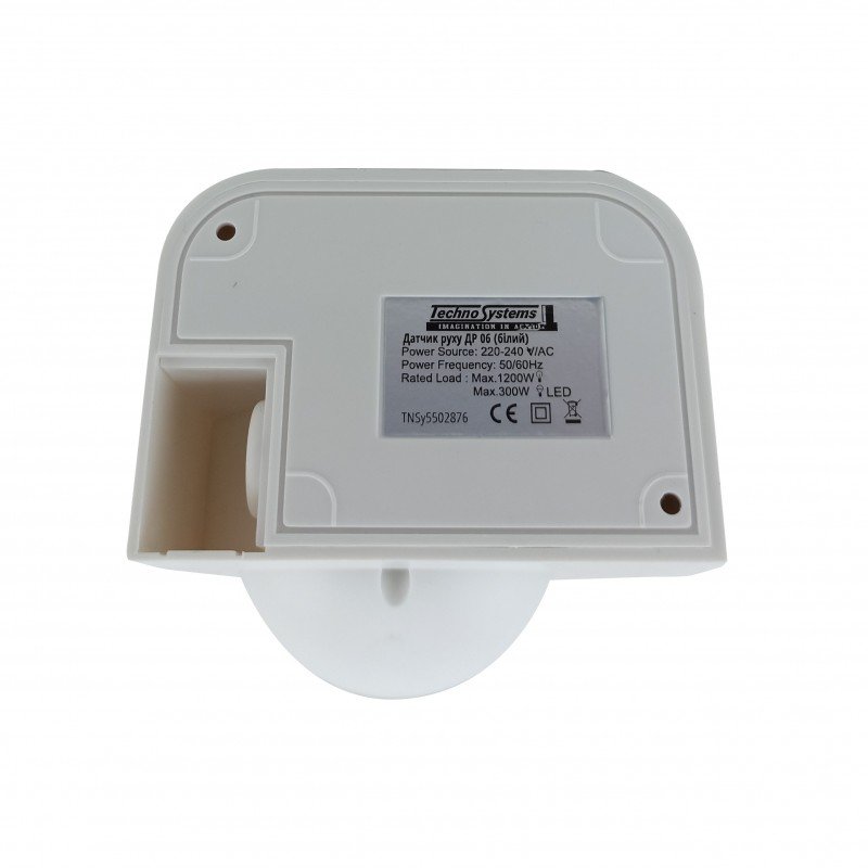 Датчик руху ДР 06 білий 1200Вт. 180град. 12м. IP44 TNSy