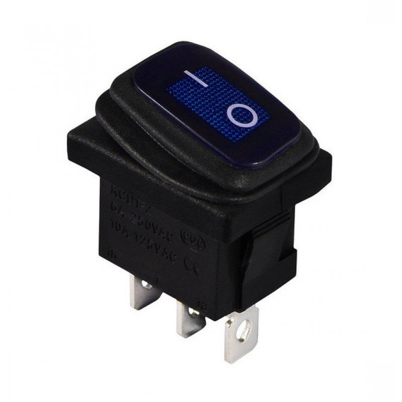 KCD1-2-101WN BL/B 220V Перемикач 1 клав. (синій) вологозахищений з підсвічуванням TNSy