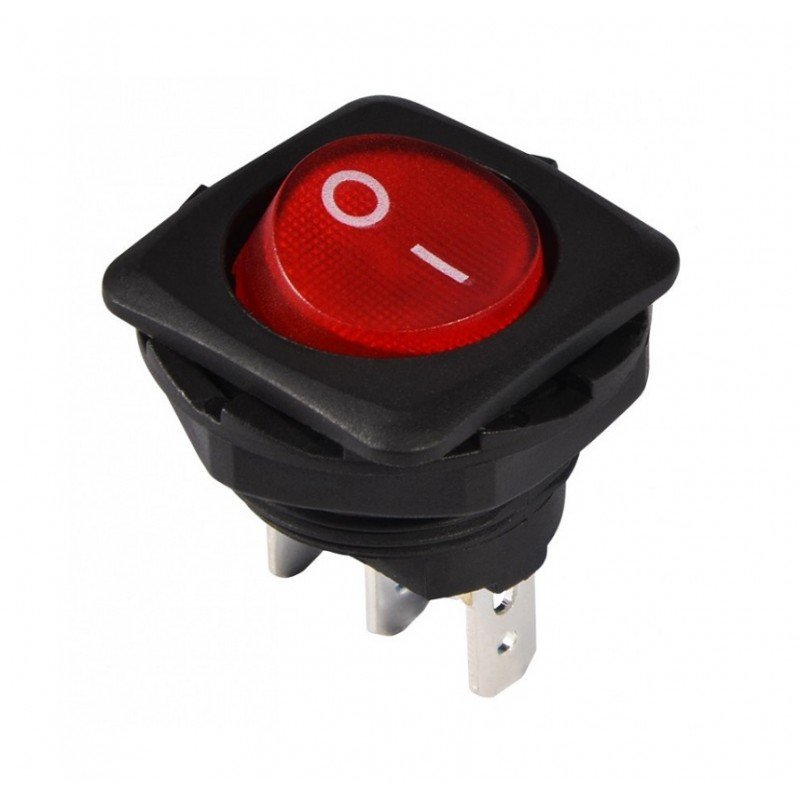 KCD1-7-101N R/B Перемикач 1 клав. з червоним підсвічуванням (кругла клавіша) TNSy