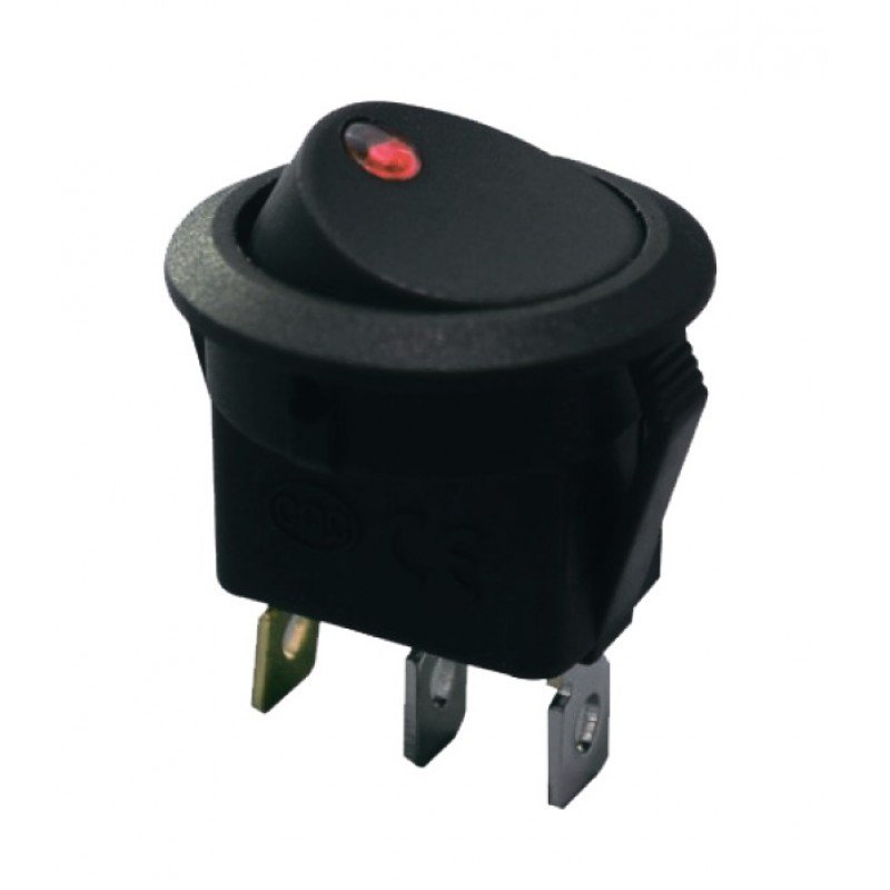 KCD1-8-101EN R/B 220V Перемикач 1 клав. круглий червоний з підсвічуванням TNSy