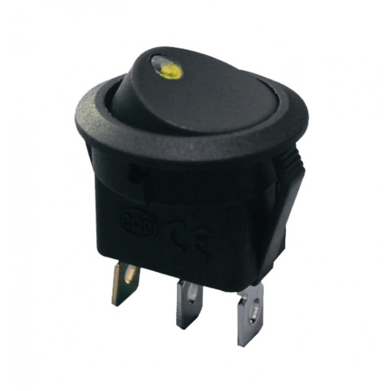 KCD1-8-101EN Y/B 220V Перемикач 1 клав. круглий жовтий з підсвічуванням TNSy