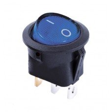 KCD1-8-101N BL/B 220V Перемикач 1 клав. круглий синій з підсвічуванням TNSy