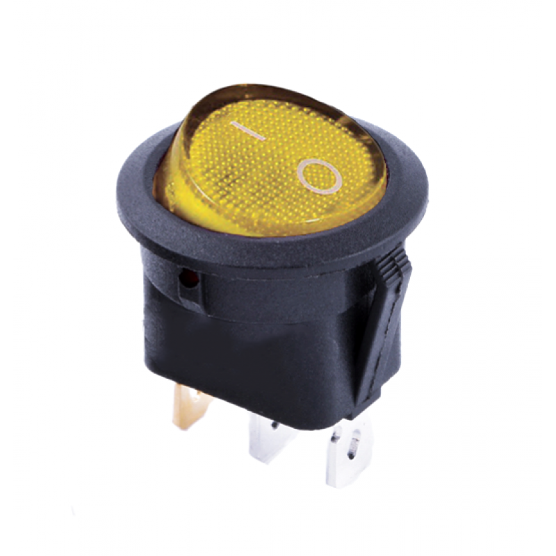 KCD1-8-101N Y/B 220V Перемикач 1 клав. круглий жовтий з підсвічуванням TNSy