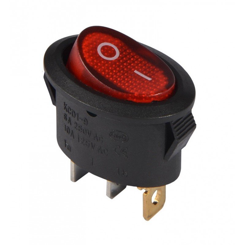 KCD1-9-101N R/B 220V Перемикач 1 клав. овальний червоний з підсвічуванням TNSy