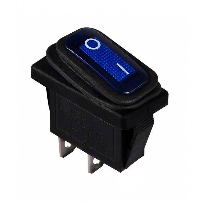 KCD3-101WN BL/B 220V Перемикач 1 клав, вологозахищений, синій з підсвічуванням TNSy