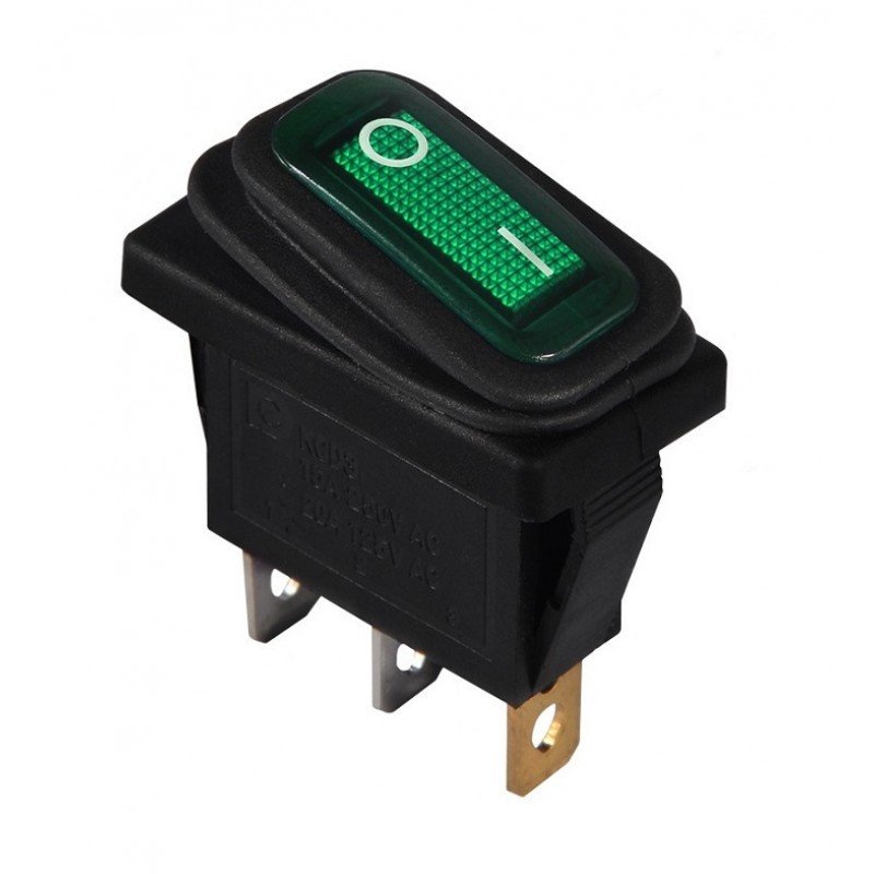 KCD3-103W GR/B Перемикач 1 клав. перекидний вологозахищений зелений TNSy