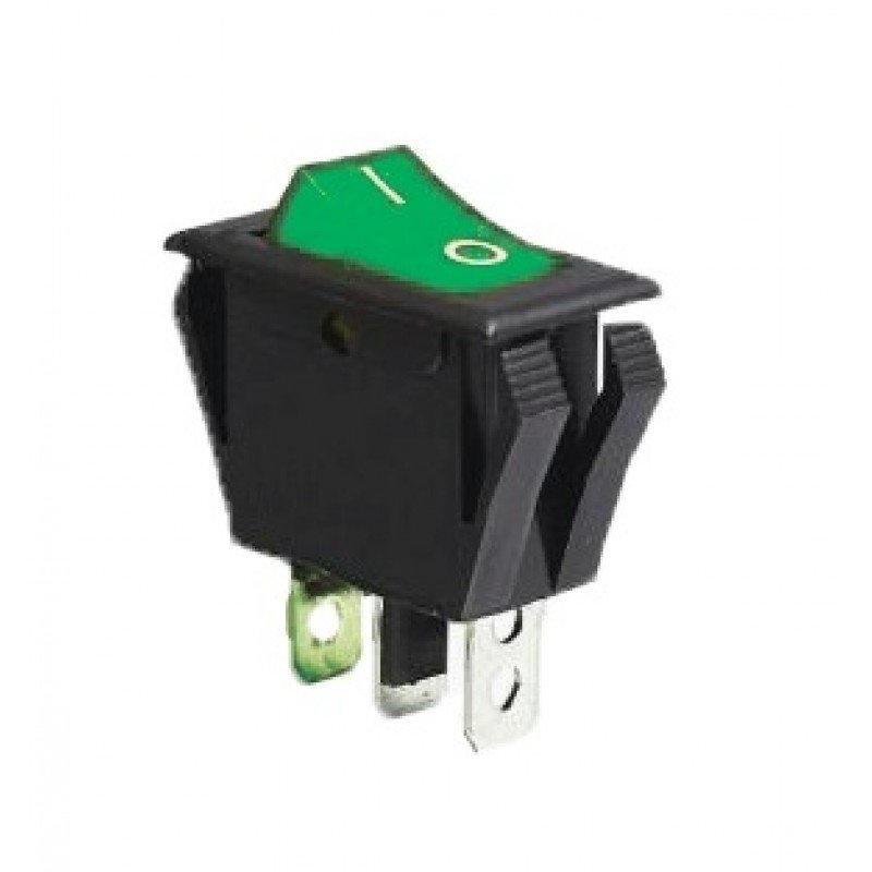 KCD3-2-101NV G/B 220V Перемикач 1 клав, зелений з підсвічуванням TNSy