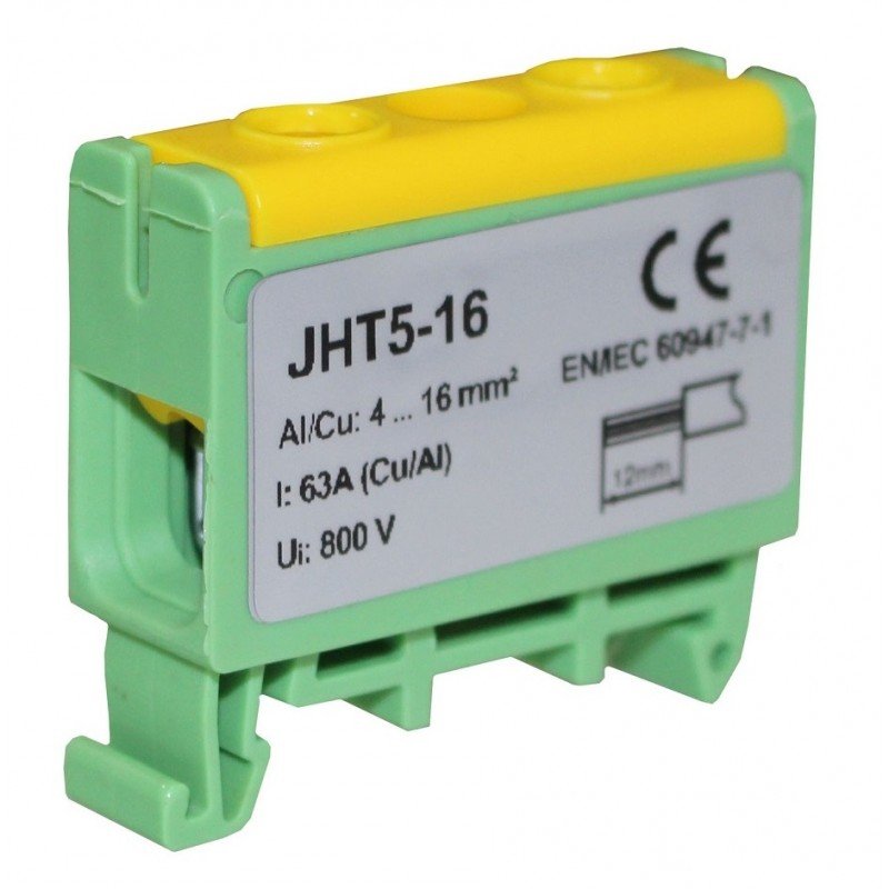 Клема силова СКНГз-JHT5-16 4-16мм2 63А "PE" жовто-зелена TNSy