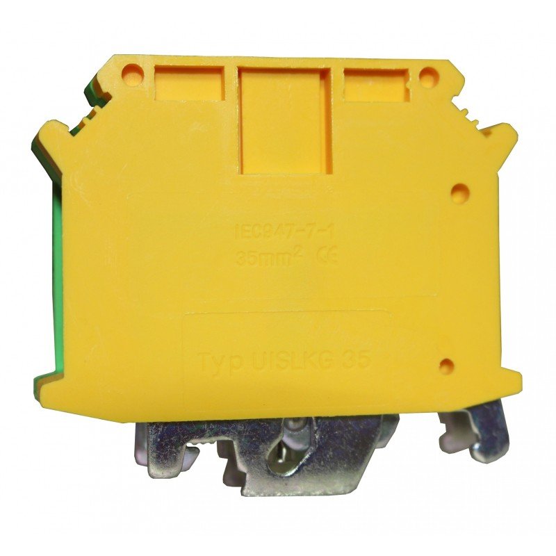 Клема "PE" КНГз-UK-USLKG-35 125А, 6-35мм2, гвинтова, жовто-зелена, набірна на DIN-рейку, без маркера TNSy