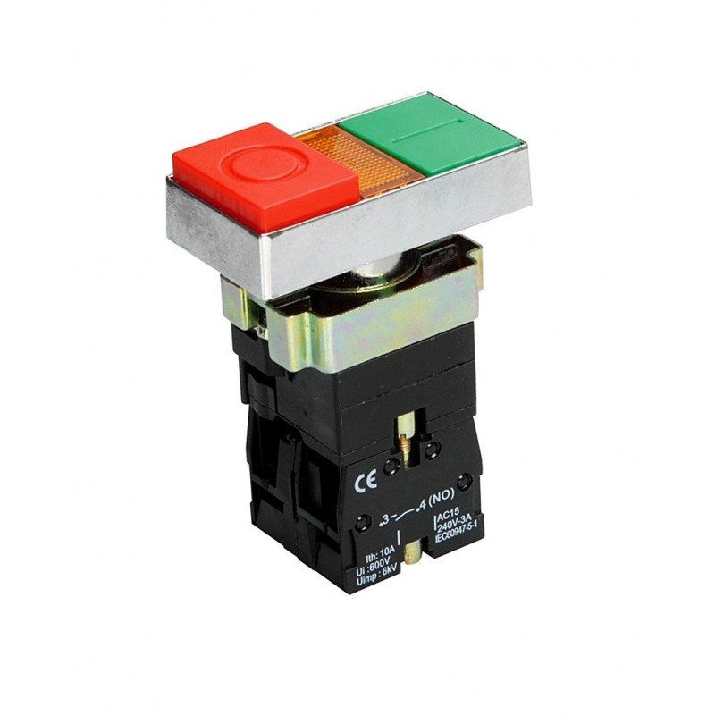 Кнопка XB2-BW8465 1NO+1NC "I-0" подвійна з підсвічуванням TNSy