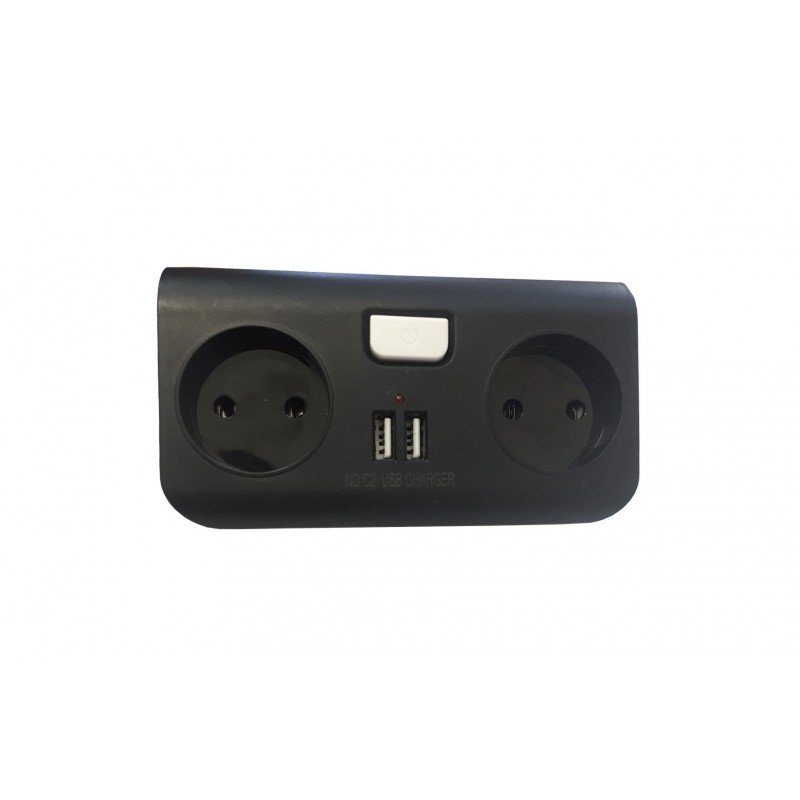 Колодка двійник лінійний з 2 USB 1A TNSy