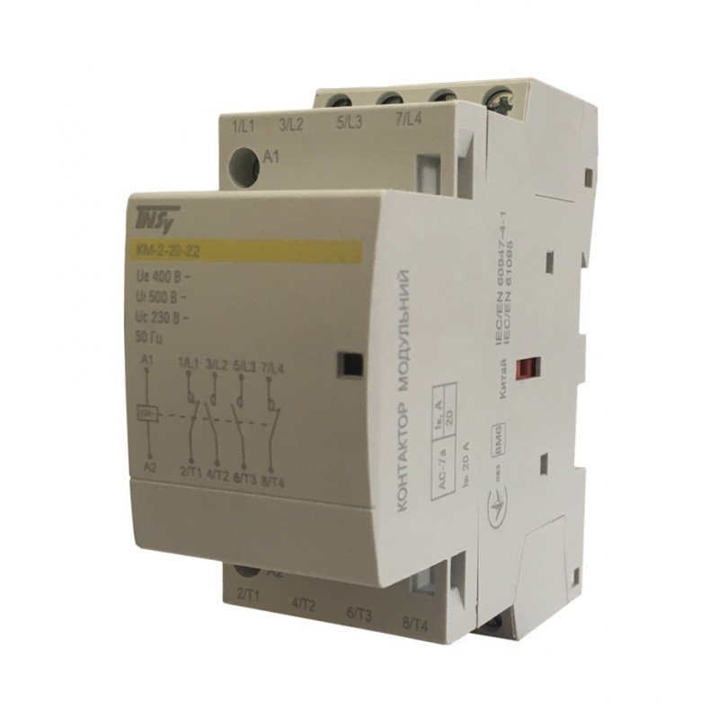 Контактор модульний КМ-2-20-22 20А 230AC 2NO-2NC 4р 2мод. TNSy