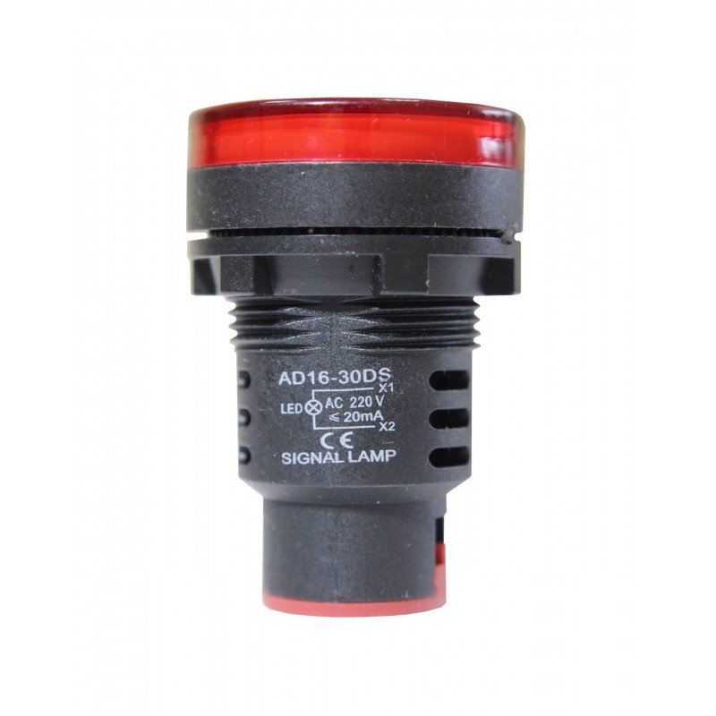 Лампа AD30DS d30mm 230В AC червоний TNSy