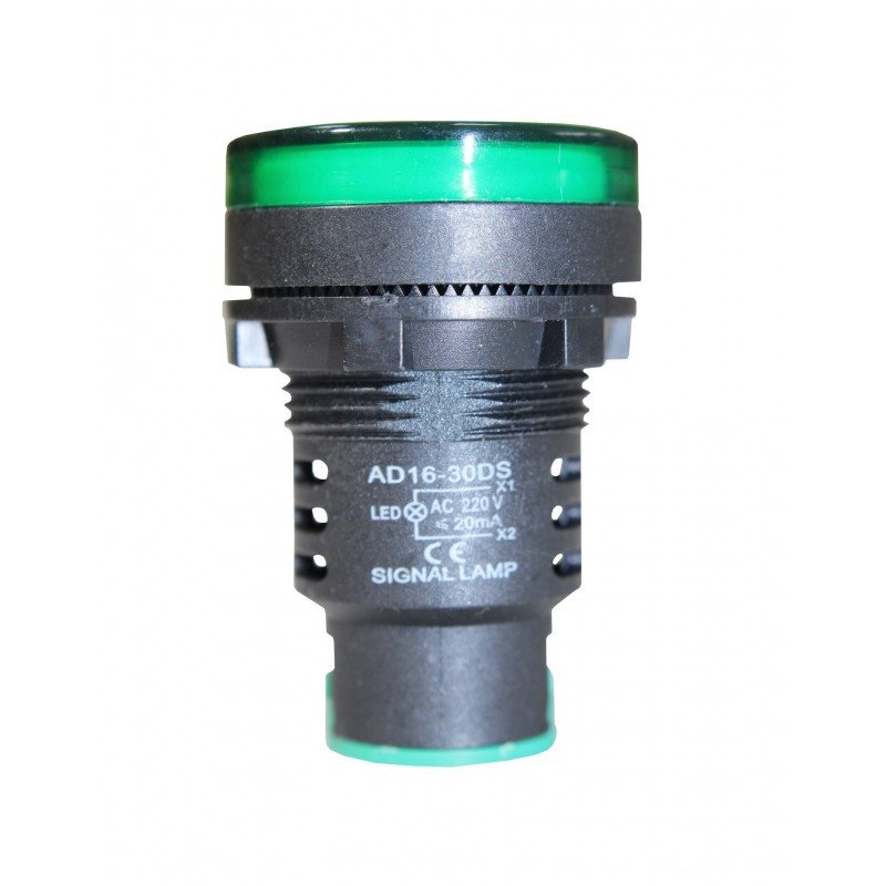 Лампа AD30DS d30mm 230В AC зелений TNSy