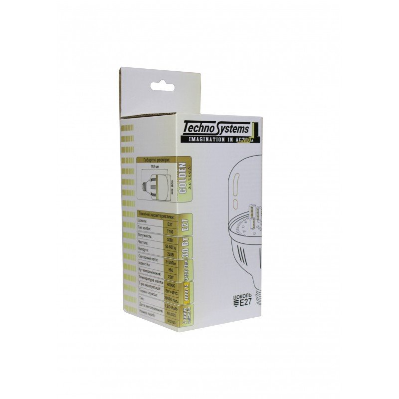 Лампа світлодіодна LED Bulb-T100-30W-E27-220V-4000K-3150L GOLDEN TNSy