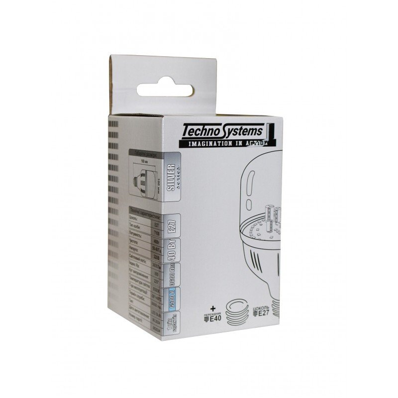 Лампа світлодіодна LED Bulb-T100-40W-E27-E40-220V-6500K-3600L SILVER TNSy