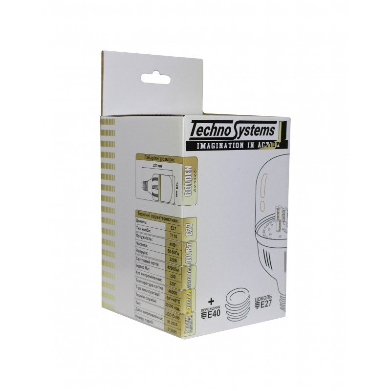 Лампа світлодіодна LED Bulb-T120-40W-E27-E40-220V-4000K-4200L GOLDEN ICCD