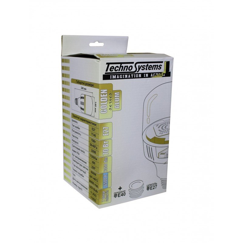 Лампа світлодіодна LED Bulb-T140-70W-E27-E40-220V-6500K-7350L GOLDEN ALUM TNSy