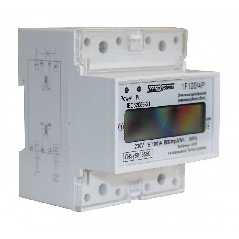 Лічильник однофазний 1F100/4P 5(100)А 230В електронний клас 1.0 (некомер) TNSy