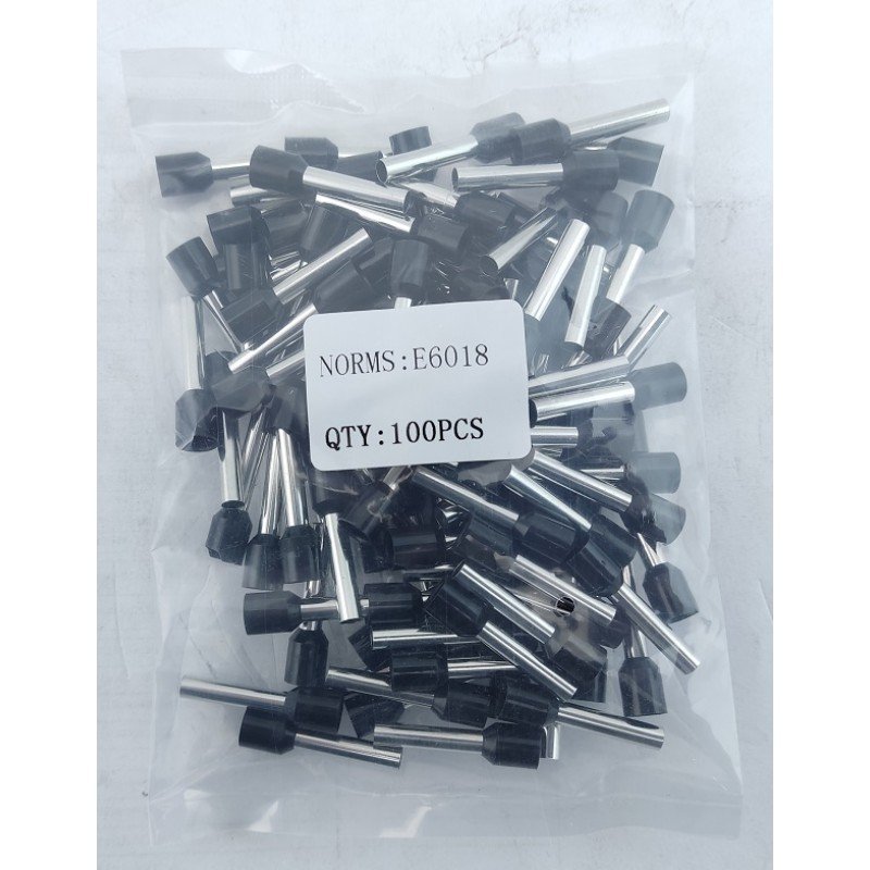 Наконечник гільза Е6018 6мм2 чорний TNSy