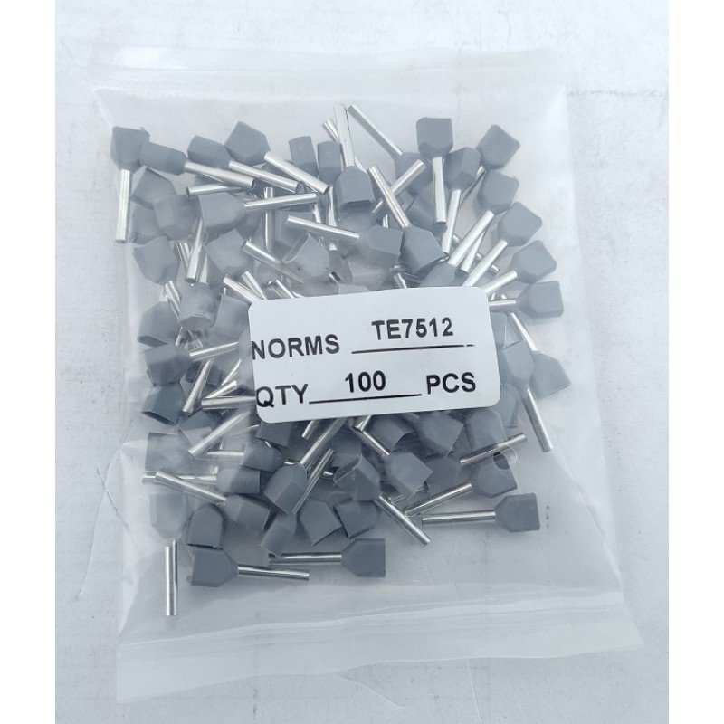 Наконечник гільза для 2х проводів TE7512 сірий TNSy