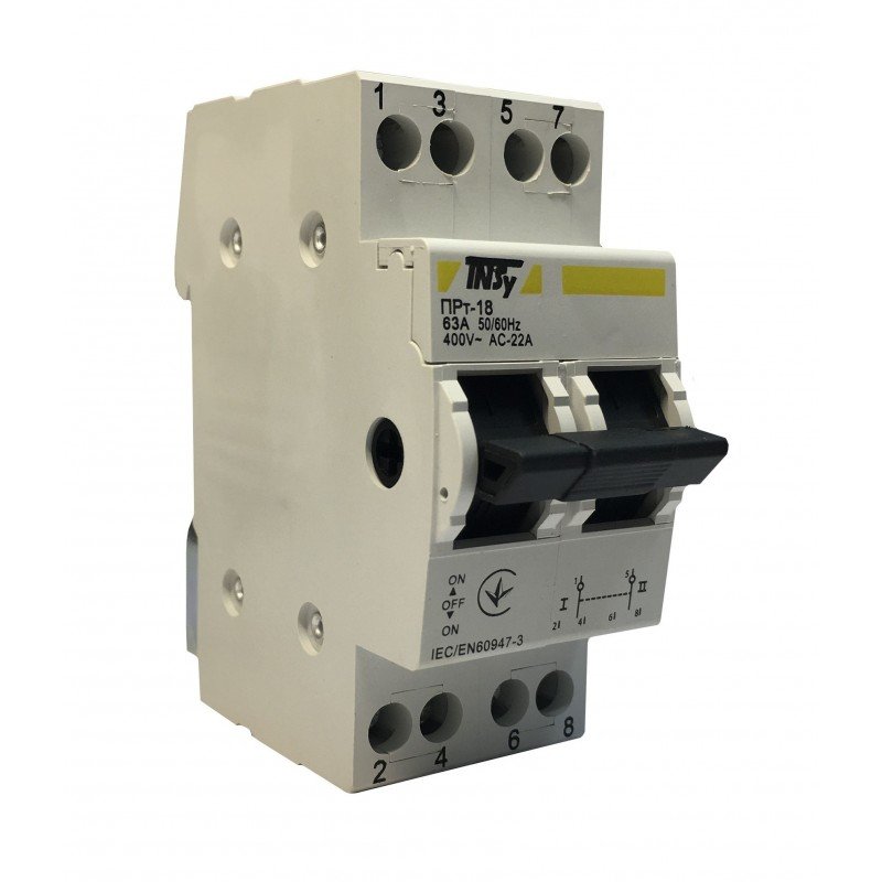 Перемикач-роз'єднувач ПРт-18 "1-0-2" 2Р 63А TNSy