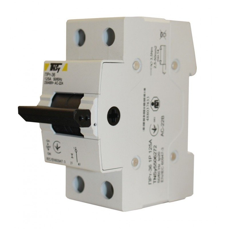 Перемикач-роз'єднувач ПРт-36 "1-0-2" 1Р 125А TNSy