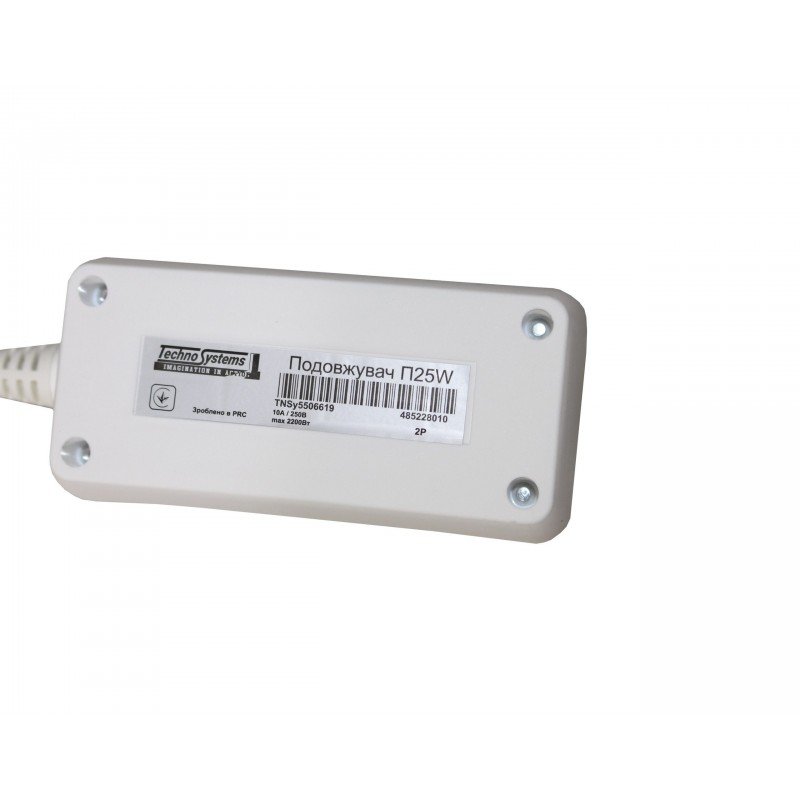 Подовжувач П25W 2 місця 2Р/ 5 метрів 2х1мм2 б/з