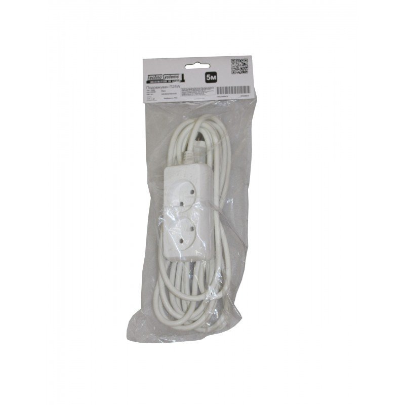 Подовжувач П25W 2 місця 2Р/ 5 метрів 2х1мм2 б/з